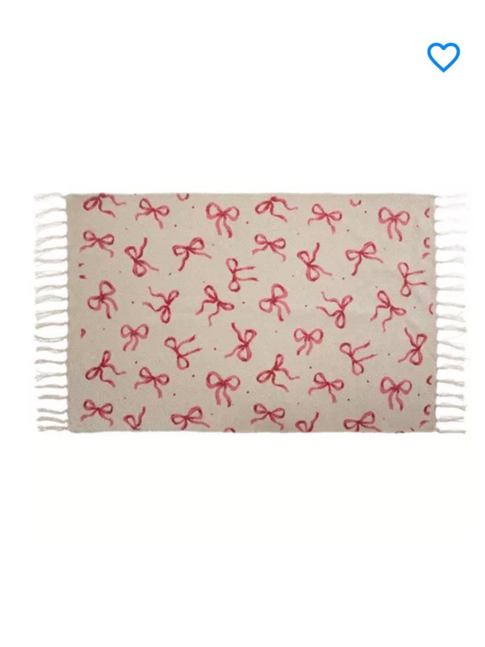 New! Hobby Lobby Cream and Pink Bow Woven Fringed Rug
